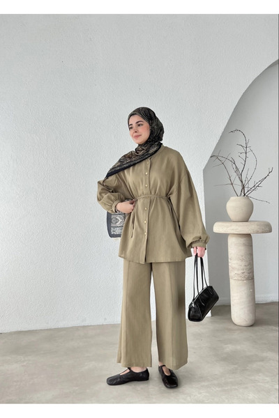 My Blog Σετ μανίκι με μπαλόνι χακί Vanessa 100% βαμβακερό - 039