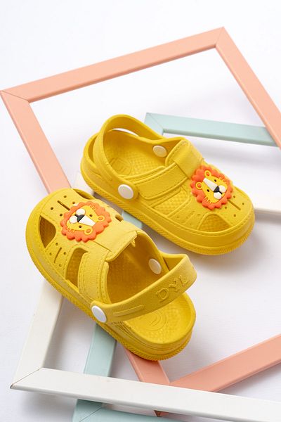saramary Yellow Children's Daily Orthopedic Non-Slip Sole Animal Figured Sandals Slippers