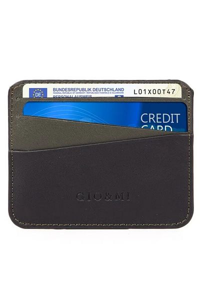 gio&mi Boris Genuine Leather Black Men's Dark Khaki (Casual Model) Card Holder Business Card Holder