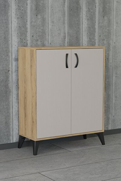 tino furniture Vera Bej 4 Raflı 2 Kapaklı Ayakkabılık Çok Amaçlı Dolap Ayakka...