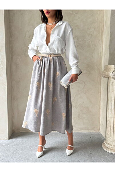HARVESSE Stylish Long Skirt with Original Embroidery Detail