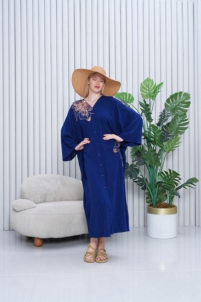 My Blog Saks Blue Big Flower Κεντημένο Φόρεμα με παγιέτες με παγιέτες - 2038