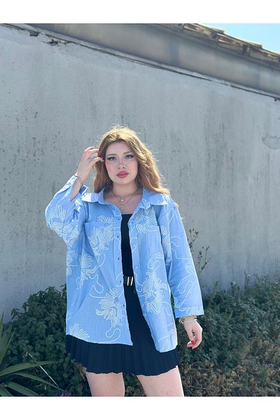 stcococix since 1990 Oversize Shirt Double Pocket Linen Fabric