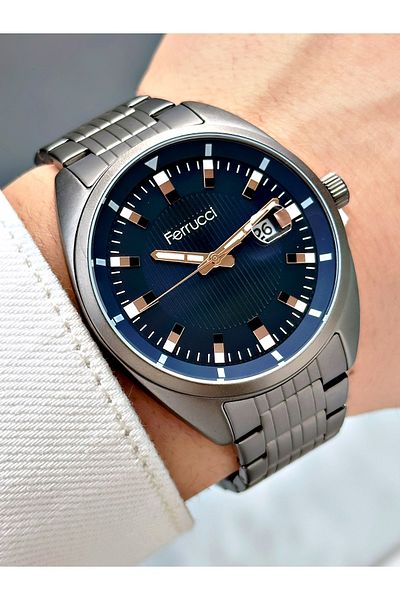 Ferrucci Smoke Colored Calendar Detailed WaterprooF men's Wristwatch