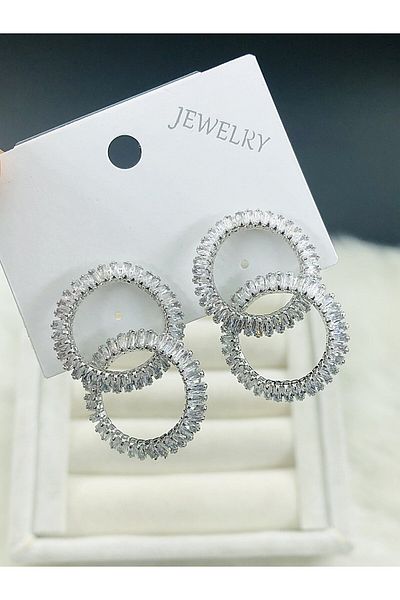 DS DİAMONDSHOP Earrings Zircon Stone Waterway Ring Model New Season Bykp- 202505848