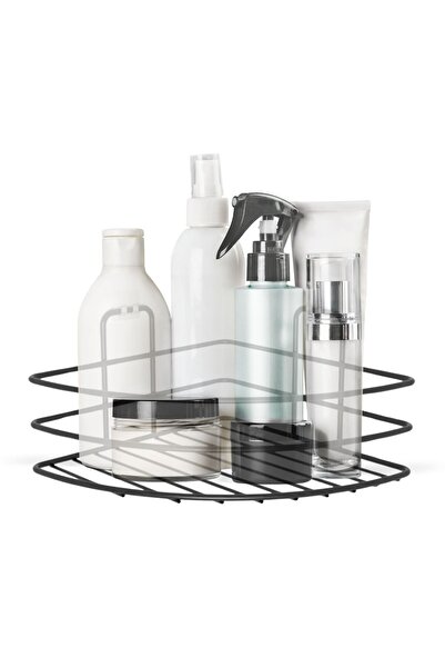 ForWhat Organizator de duș de colț negru cu un singur nivel adeziv pentru bai...