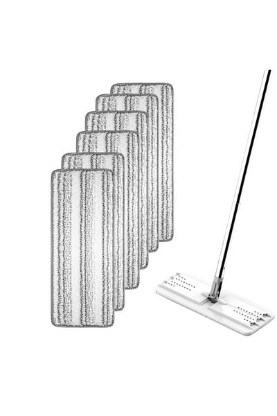 Herum Set de lavete pentru mop din microfibră cu prindere dublă, gri, 32 x 12 cm, 6 bucăți