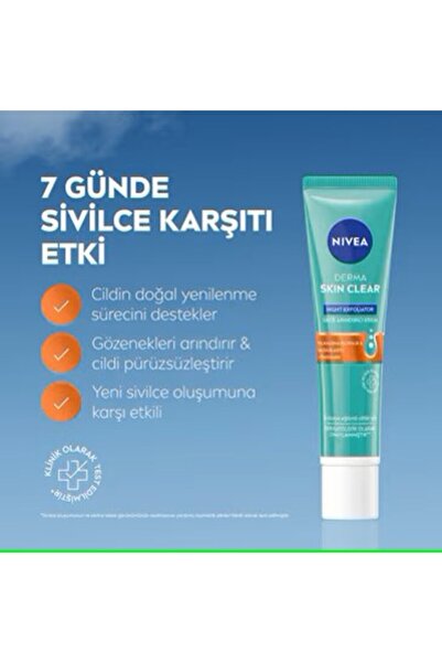 NIVEA Nıvea Derma Skin Clear Night Exfoliator Gece Arındırıcı Krem 40 Ml