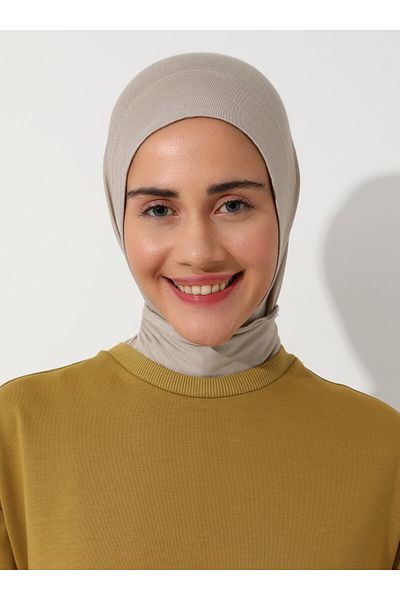 Tuva Βαμβακερό σάλι Light Mink Canva Combed - Με Πρακτικό Κασκόλ