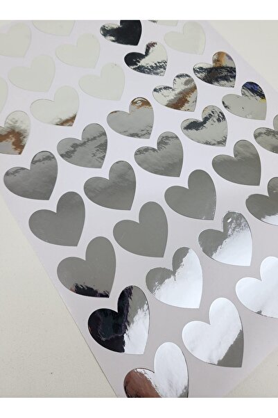 happy mountains Yapışkanlı Sticker Kalp Şekilli Sticker Etiket Parlak Gümüş R...