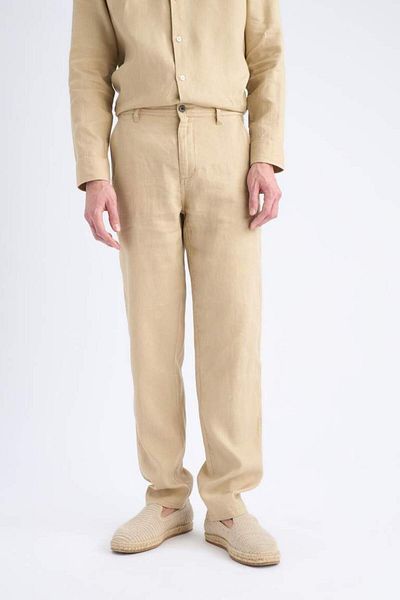 DeFacto New Season 100% Linen Relax Fit Relaxed Cut Straight Leg Summer Trousers
