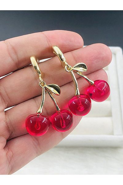 DS DİAMONDSHOP Steel Earrings Cherry Nail Model New Season Byçkp- 202505843