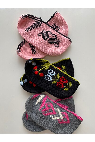 LEYLAPATİKLERİ Tunus İşi El Yapımı Gündelik Kullanıma Uygun Çeyizlik Patik Seti 3 Adet