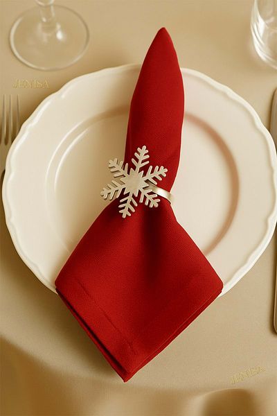 Jenisa Snowflake Model Set of 6 Metal Napkin Holders – Stylish and Elegant Tableware Accessory