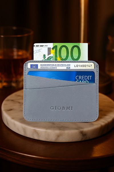 gio&mi Boris Genuine Leather Men's Gray (Casual Model) Card Holder Business Card Holder