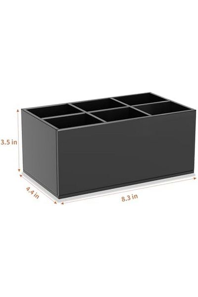 Generic Black Acrylic Makeup Brush Holder – 6 Slots Cosmetic Brushes Organizer For Vanity And Storage