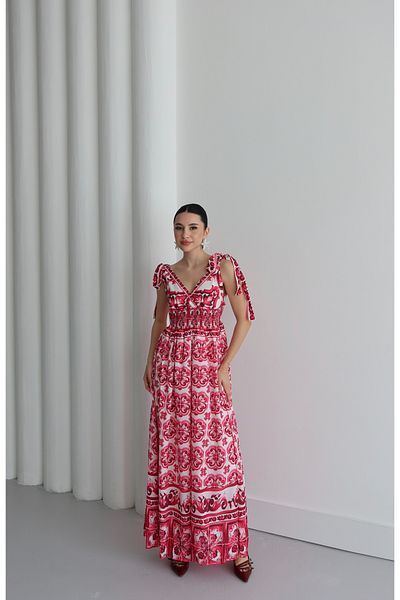 LOISY Rochie lungă de vară fucsia cu bretele pentru femei (model DG)
