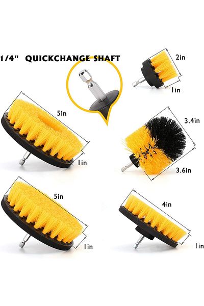 Generic 5-Piece Drill Brush Scrubber Kit – Nylon Cleaning Brushes for Bathroom, Carpet, Car, Tiles & More.