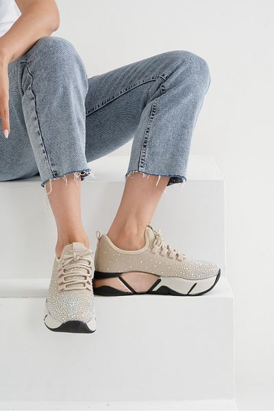 Beyond Women's Beige Rose White Stone Detailed Sports Sneaker 4,5cm Byndrsl400