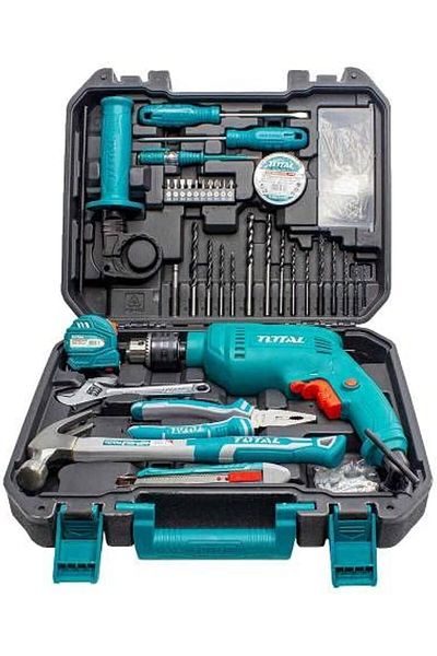 TOTAL 115 PCS Tools Set, Impact Drill 680W, 13mm Key Chuck, Tools, THKTHP1152