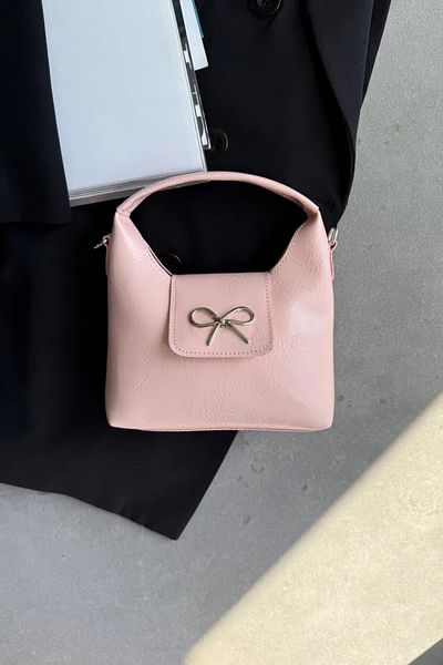 LEONAS Women's Hand and Shoulder Bag with Ribbon Buckle Kittye Pink