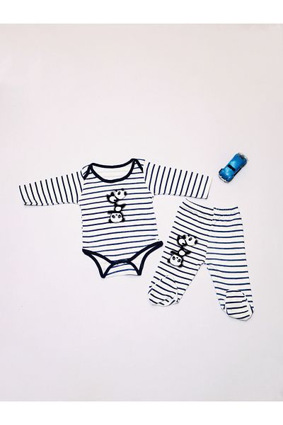Pırlanta baby Baby 6-Piece Romper and Bottom Set - 100% Cotton Panda Patterned for Baby Boy and Girl 0 to 9 Months