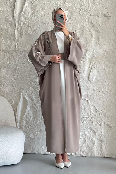 InStyle Rochie de piatră cu model de iedera Abaya bej