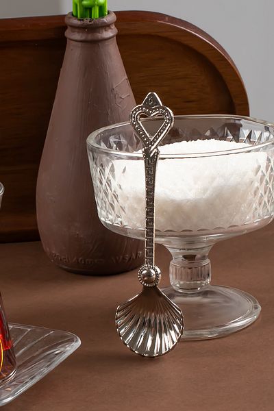 Porsima 4320 Set of 3 Silver Metal Seashell Sugar Spoon