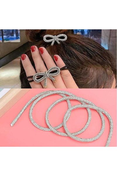 yiğit aksesuar 1 Meter Silver Stone Shiny Luminous Ribbon Rope for Shoes Clothes Etc. Decorative Rope