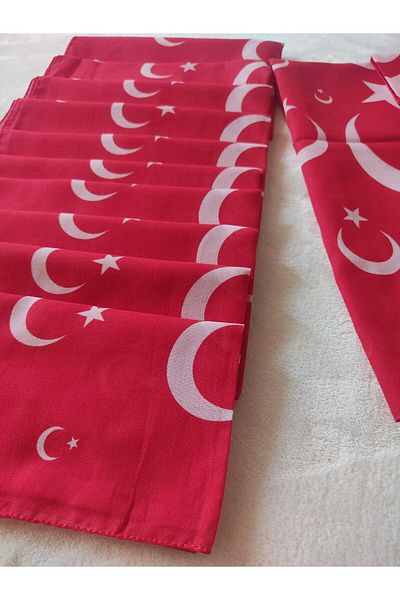 HURİSÖNMEZ 12 Pack Turkish Flag Scarf 50*50 cm