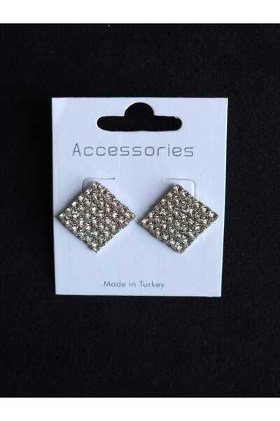 Avcıoğlu Aksesuar أقراط نسائية مربعة كريستال الزركون حجر فضة مرصوفة وعد الزفا...