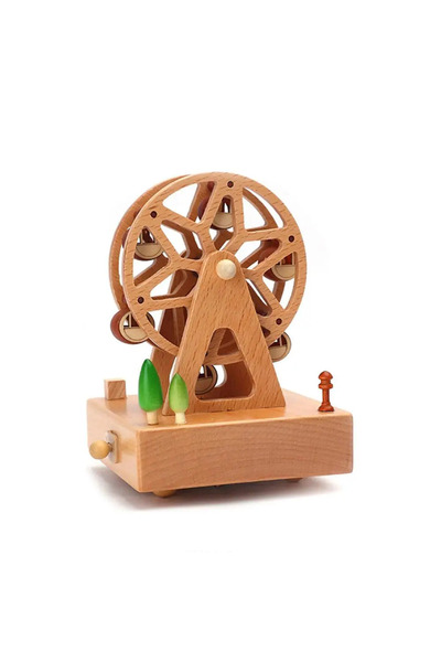 Choice صندوق موسيقى دائري على شكل عجلة فيريس مربعة، زينة عيد الميلاد الخشبية،...