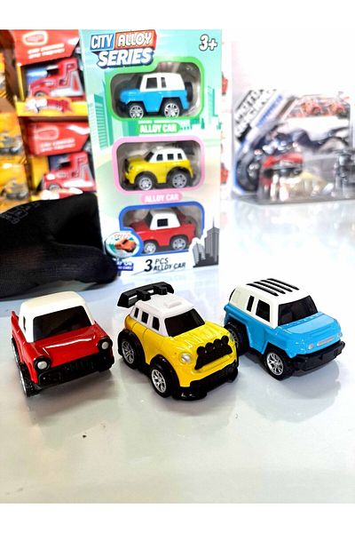 FEN TOYS سيارات نموذج سيارة صغير جمالي شخصية كرتونية سيارة جيب سباق كلاسيكية 22 × 10 سم 3 قطع