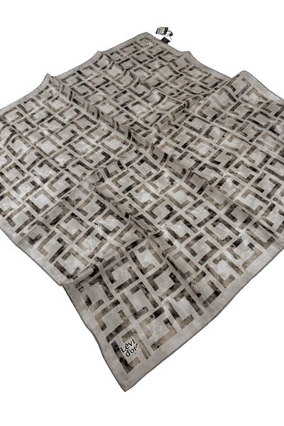Levidor Twill Silk Scarf LD480 Γεωμετρικό Μοτίβο Χρυσό - Βιζόν