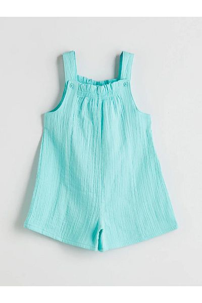 LC Waikiki Turquoise Straps Square Neck Girl's Salopet