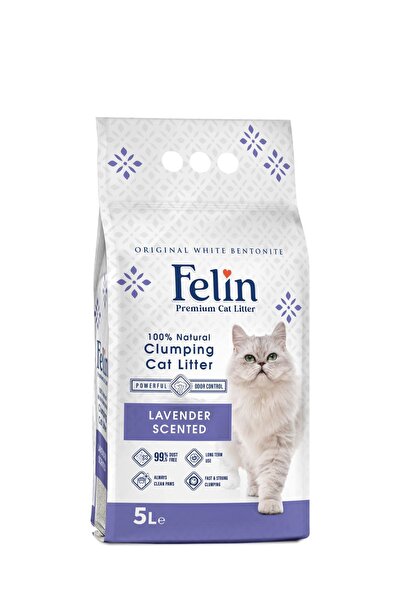 FELİN Lavanta Kokulu Topaklanan Ince Taneli Kedi Kumu 5 Lt