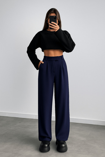 Zerenyus Жіночі штани з застібкою на липучці, високою талією та широкими штанинами