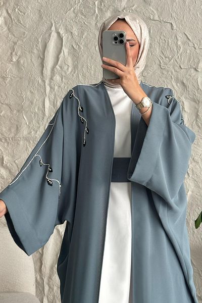 InStyle Ivy Pattern Stone Dress Abaya Mint Green