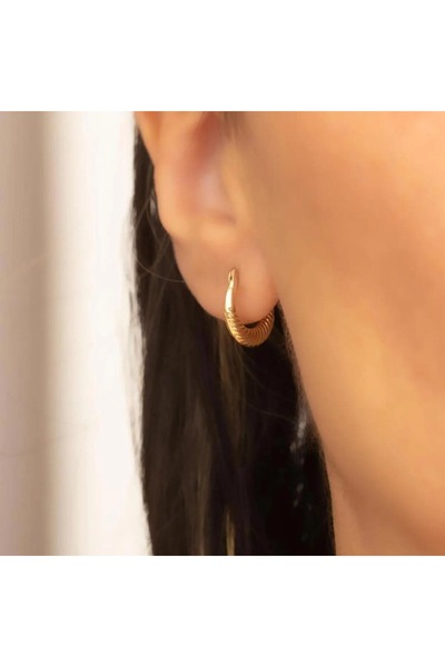 Bayar Gold 14 Ayar Altın Mini Midye Küpe TEKLİ