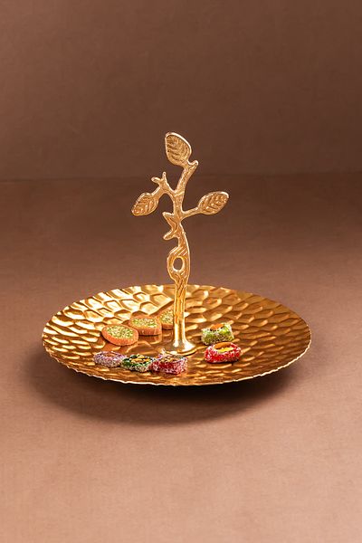 Porsima 4324 Gold Round Metal Mini Presentation Bowl - Catering Turkish Delight Bowl Cookie Bowl Snack Bowl