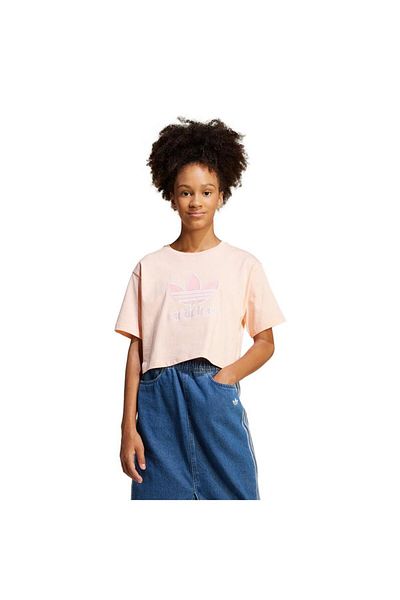 adidas Children's Pink T-Shirt Cropped Tee Jc9138