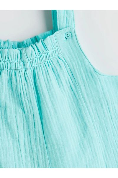 LC Waikiki Turquoise Straps Square Neck Girl's Salopet