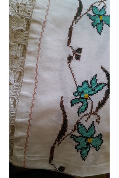 Papatyam Hand Knitted 1 Piece Skirt (200X100) Hand Embroidered Lace/Dowry Lace/Hand Embroidered Vintage/Cotton Rope
