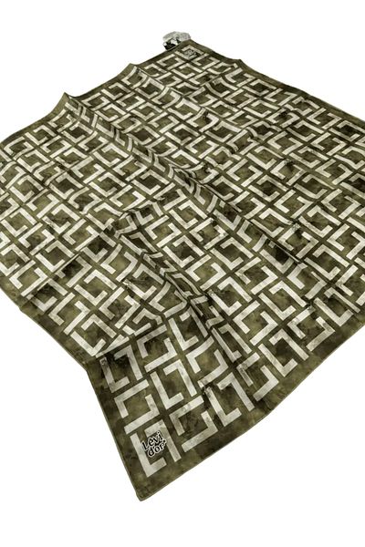 Levidor Μεταξωτό μαντήλι Twill LD480 Γεωμετρικό σχέδιο Χακί-