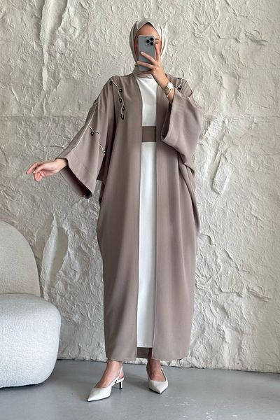 InStyle Rochie de piatră cu model de iedera Abaya bej