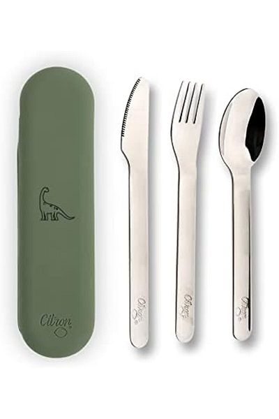 Citron - Stainless Steel Cutlery Set 3 pc Silverware Fork, Spoon and Knife, Reusable Travel Utensils