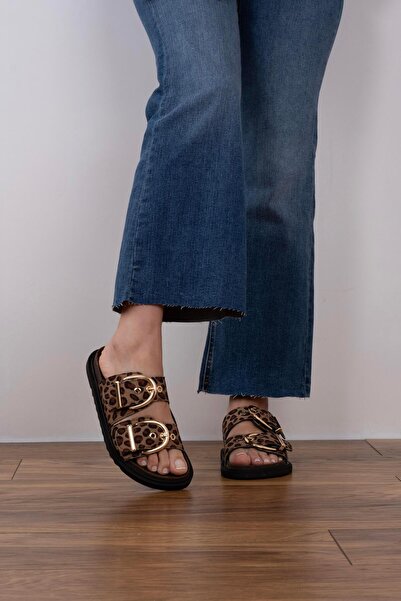 sovrana Two Belt Slippers Leopard