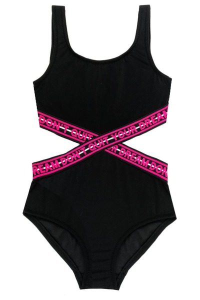 DEEP BEACH Black Pink Elastic Girls Swimsuit Db200568Cm