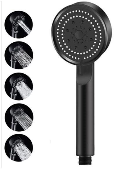 Kitchen Beauty 5 Fonksiyonlu Duş Başlığı Ve Siyah Duş Hortumu 150 Cm Set