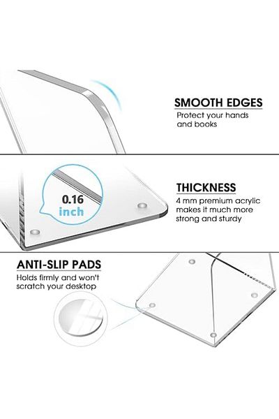 Generic Acrylic Bookends, Clear Heavy Duty Bookends For Shelves, Non-skid Book Holders (1 PAIR, LARGE)